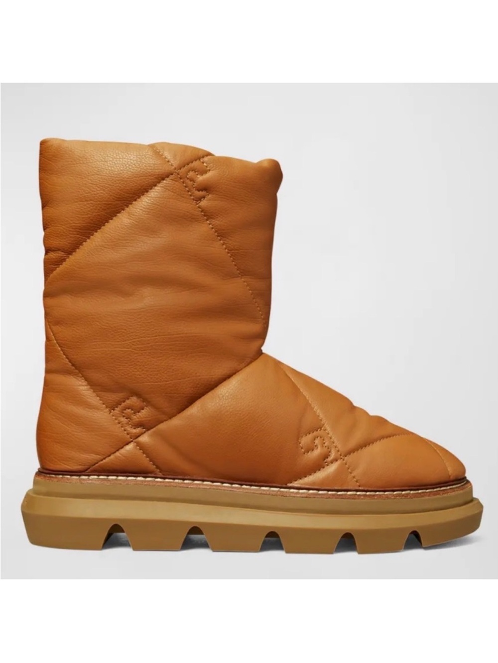 Tory Burch Sleeping Bag Pull On Mid-Calf Boots - Cognac Brown - Picture 5 of 5